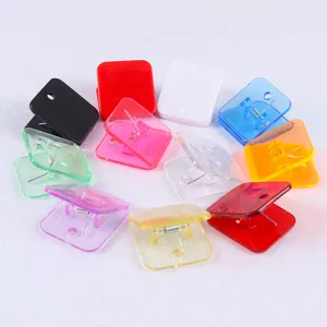 Colorful acrylic square binder clips, transparent memo paper notes clamp for office school.