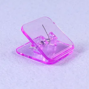 Transparent pink acrylic binder clip for office school stationery and paper notes organization