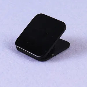 Black square acrylic binder clip detail shot, perfect for notes, documents and stationery.