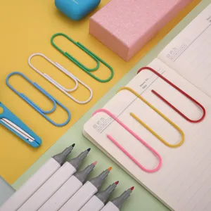 Large Colorful Paper Clips Rust Resistant Smooth Office School Document Organization Metal Plastic Paperclips