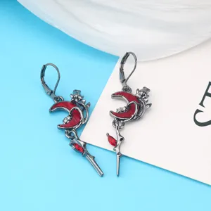 Gotische dunkle rote Mond Ohrringe mit Strasssteinen für Party Cosplay Schmuck.