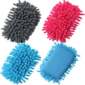 Chenille car wash sponge block with mesh for household cleaning and whiteboard wiping detail