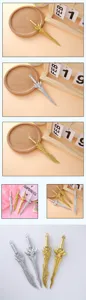 Creative novelty sword shaped gel pens for school stationery gift in gold and silver