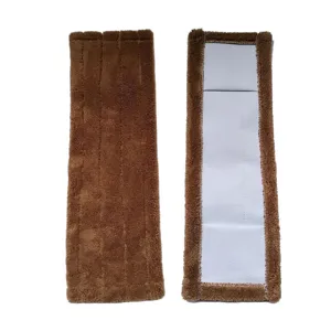 Rechange de balai plat en polaire corail marron, serpillière microfibre absorbante pour le sol