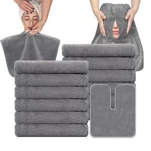 Microfiber salon towel set with soft coral fleece, highly absorbent for spa and facial care.