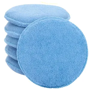 Blue round car waxing sponge pads microfibre polishing cleaning pads for detailing.