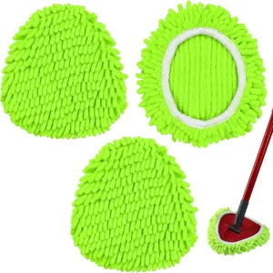 Cabezal de mopa triangular de chenilla verde repuesto lavable de microfibra para fregona