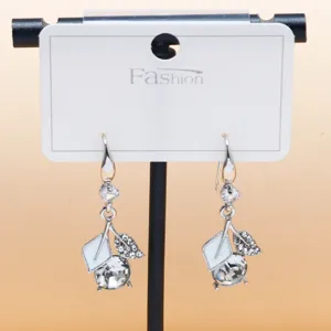 Elegant rhinestone leaf crystal dangle earrings for women stylish silver tone jewelry gift