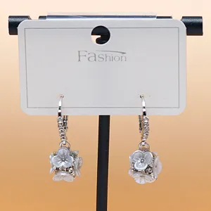 Elegant rhinestone flower bouquet dangle earrings for women, stylish crystal floral drop jewelry.