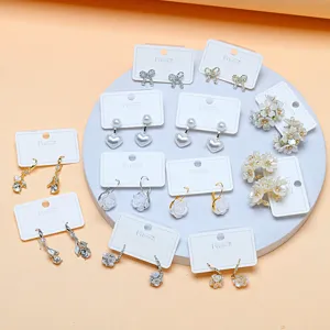 Fashion Alloy Rhinestone Artificial Pearl Floral Heart Stud Earrings Elegant Women Jewelry Gift