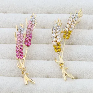 Elegante Alloy Wheat Ear Brooch Exquisite Rhinestone Inlaid Suit Corsage Pin Fashion Jewelry Accessory For Women Gift