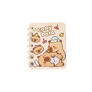 Cute cartoon capybara themed A7 spiral notebook, mini portable notepad for student notes