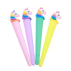 Schattige eenhoorn ijsje gelpennen set in pastelkleuren voor creatieve kantoorbenodigdheden