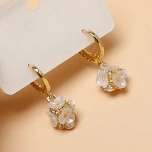 Exquisite gold-plated hoop earrings featuring sparkling rhinestone flower ball pendants.