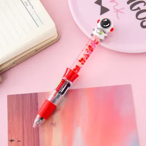 Penna a sfera 4 colori con astronauta e sabbia luccicante per scuola