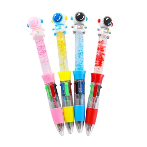 Set di 4 penne a sfera creative astronauta con glitter liquidi a 4 colori per studenti
