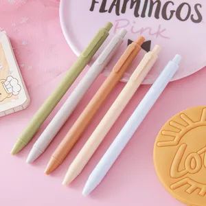 Set of 5 pastel macaron retractable gel pens for school and office writing supplies