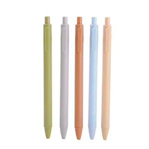 Set of 5 retractable macaron gel pens in soft pastel colors for school and office use