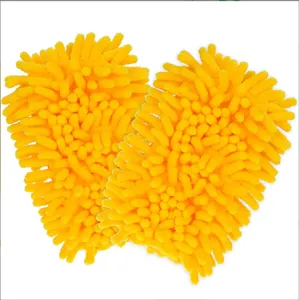 Detailed view of yellow chenille microfiber dusting cloth replacement covers for efficient cleaning.