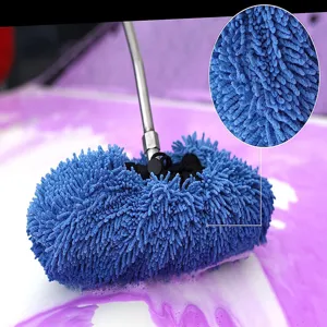 Housse de Rechange pour Balai de Lavage de Voiture en Chenille Microfibre Tampon de Nettoyage Absorbant Bleu Doux Outil de Détaillage Auto