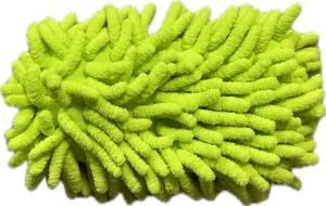Green microfiber chenille mop replacement cloth cover detail view for dusting and cleaning.