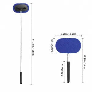 Detailed dimension view of the telescopic car window cleaner brush with extendable handle.