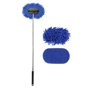 3-in-1 car windshield cleaner with telescopic handle and replacement microfiber pads.