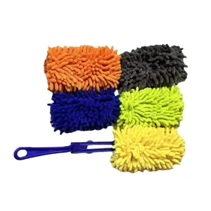 Multi-color microfiber chenille duster replacement pads set with handle, washable and reusable.