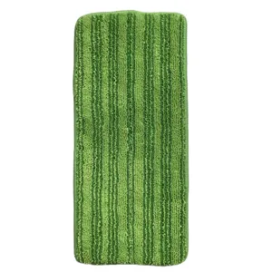 Microfiber green striped replacement mop pad detail, highly absorbent cleaning design.