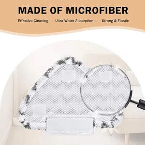 Microfiber steam mop replacement pad detail view, featuring ultra absorption and cleaning.