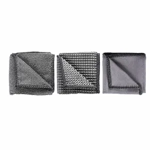 Microvezel reinigingsdoek detailweergave, 25x25cm grijze poetsdoek voor auto en huis.