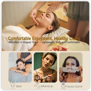 Microfiber U-shaped beauty towel for salon spa, soft and lightweight facial care tool.