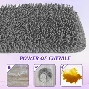 Grey chenille microfiber mop replacement pad for wet and dry floor cleaning head.