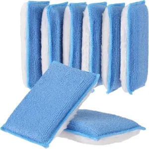 Double-sided coral fleece car cleaning sponge block, soft microfiber fabric detail view.
