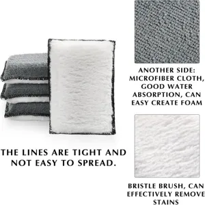 Double-sided cleaning sponge with microfiber cloth and soft bristle brush for auto care.