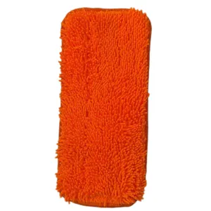Close-up detail of orange microfiber chenille mop replacement head for daily floor cleaning.