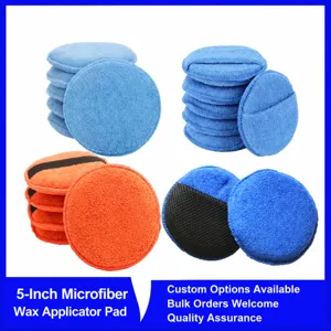 Professional Automotive Car Waxing Sponge Microfiber Round Polishing Wax Pad Auto Cleaning Tool For Vehicle Detailing