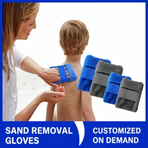 Outdoor Beach Sand Removal Glove Coral Fleece Sand Remover Mitt with Elastic Band for Seaside Travel Cleaning