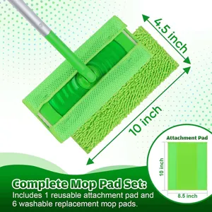 Replacement microfiber flat mop pad set, highly absorbent and washable, compatible with Swiffer.