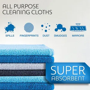 Premium microfiber cleaning cloths designed for multi-purpose home and car detailing use.