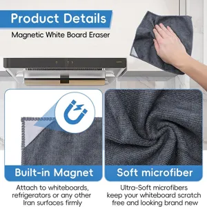 Detail view of magnetic microfiber cleaning cloth showing soft texture and built-in magnet feature.