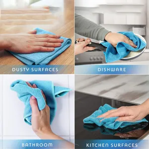 Microfiber cleaning cloth detail for dusty surfaces, dishware and kitchen stovetop cleaning.