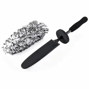 Car Wheel Hub Cleaning Brush Microfiber Rim Tire Scrubbing Brush Long Handle Auto Detailing Wash Tool