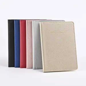 PU leather passport cover, colorful travel document holder, ticket and card organizer.