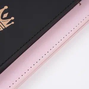 Luxury PU leather passport holder cover ticket document organizer with gold crown detail.