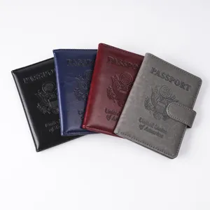 Multifunctional PU leather passport holder wallet travel card organizer multi-color set