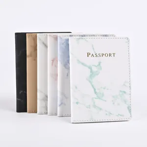 Marble texture passport cover wallet travel document holder portable card protector case