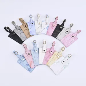 PU marble pattern luggage tag and passport holder set, stylish travel card holder accessory.