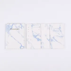 Travel Passport Holder PU Leather Marble Pattern Passport Cover Card Holder Portable Document Organizer Protector Case