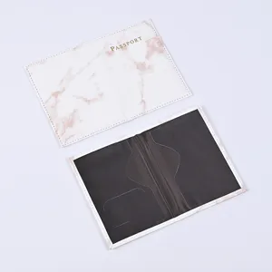 Marble PU Leather Passport Cover Travel Wallet Card Holder Organizer Document Case